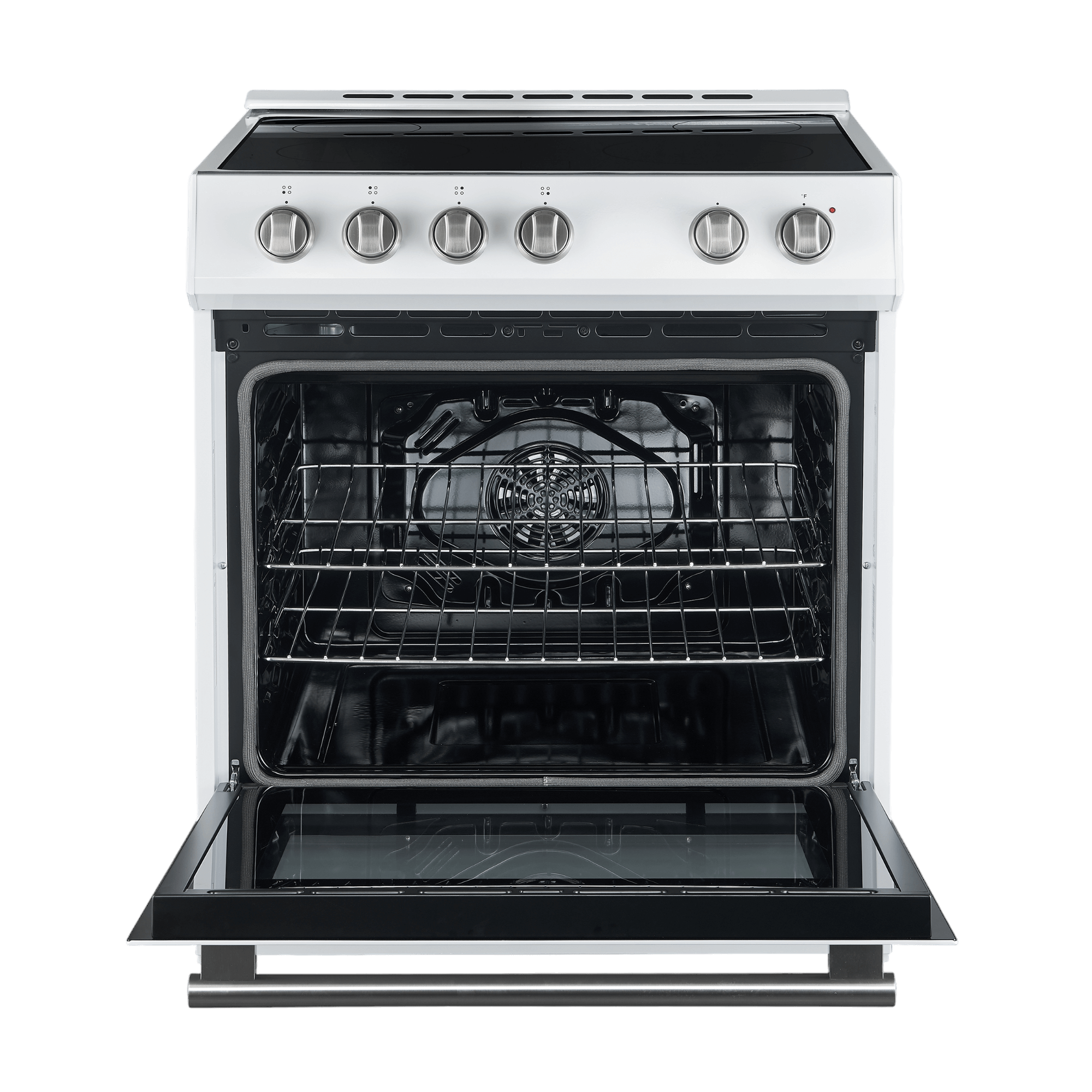 FORNO Leonardo Espresso 30-inch Slide-In Electric Range in White, 4 Elements, 7,100 Watts, 5.0 cu.ft. Oven with Convection Fan, Antique Brass Knobs and Handle - Image 11