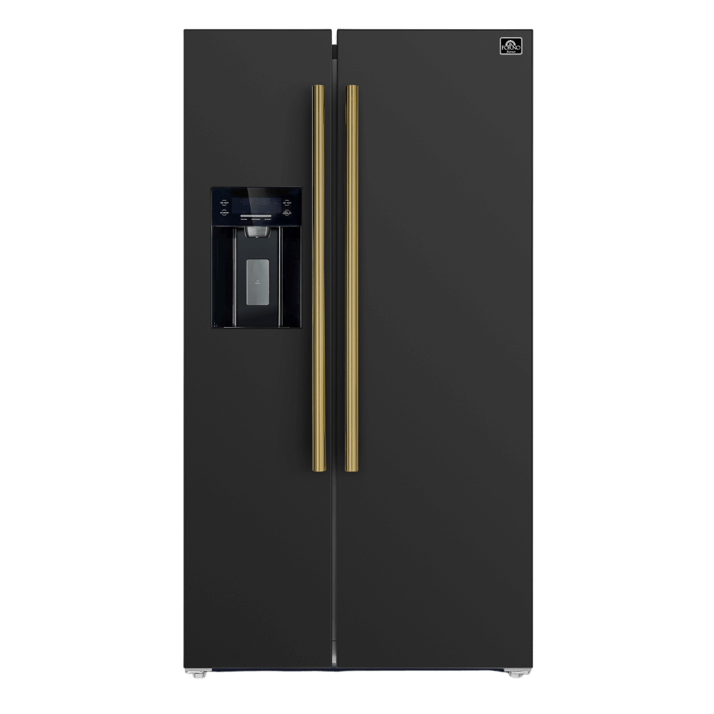 FORNO Espresso Salerno 36-inch Side-by-Side 20 cu.ft Refrigerator in Black with Ice & Water Dispenser