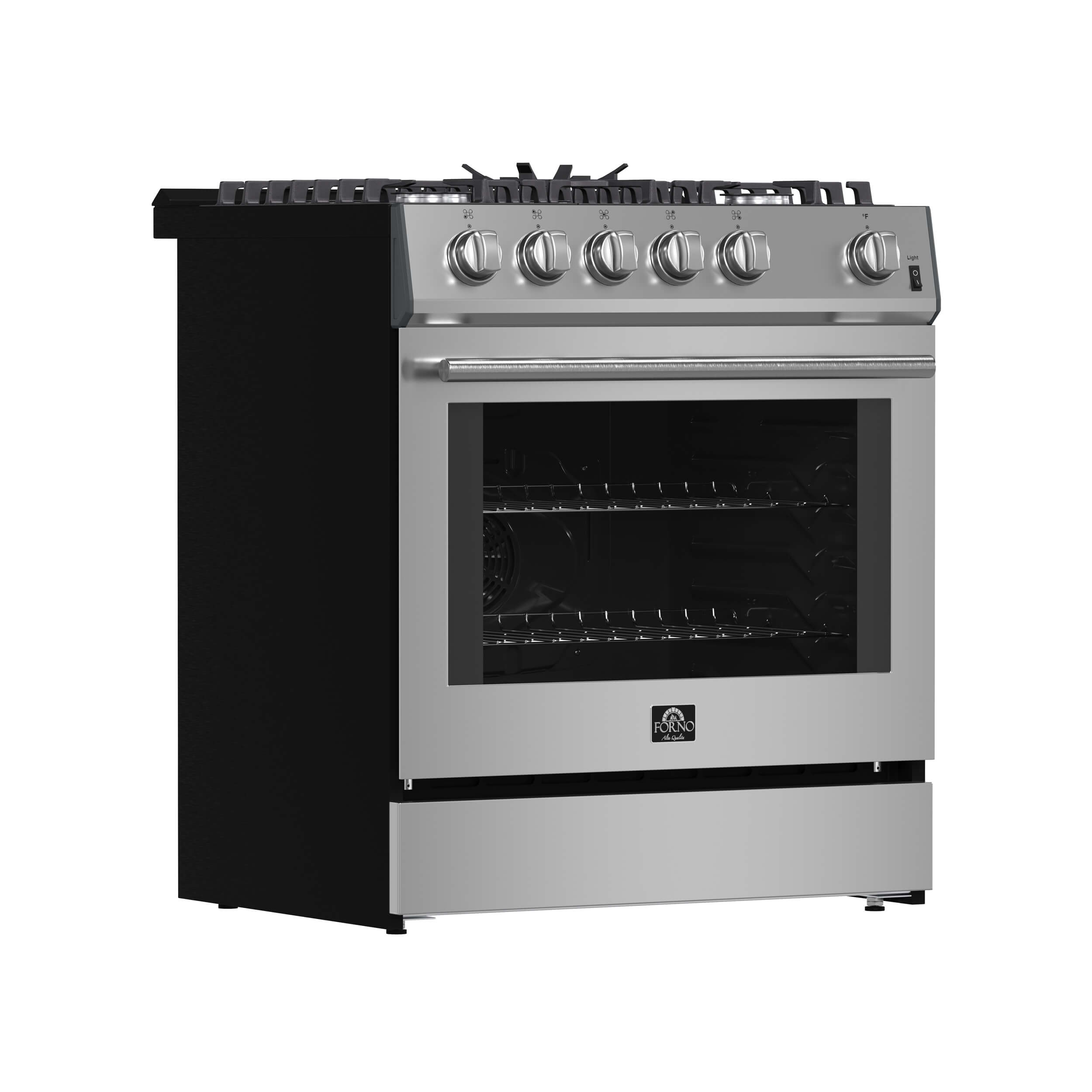 FORNO Leonardo 30-Inch Stainless Steel Gas Range, 5 cu.ft. Convection Oven, 5 Sealed Burners 39 500 BTU, Auto Re-Ignition, LP Conversion Kit Included - Image 3
