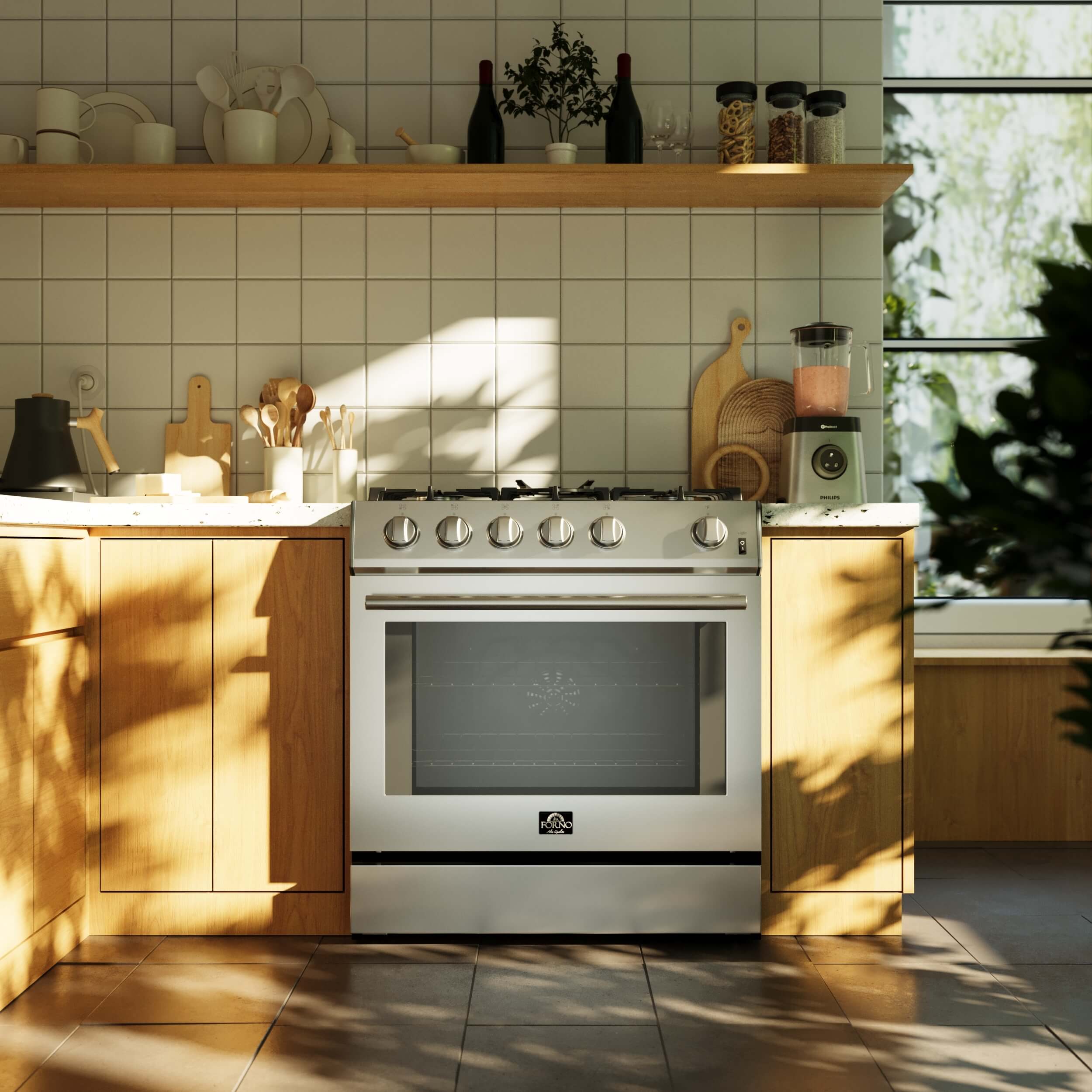 FORNO Leonardo 30-Inch Stainless Steel Gas Range, 5 cu.ft. Convection Oven, 5 Sealed Burners 39 500 BTU, Auto Re-Ignition, LP Conversion Kit Included - Image 6