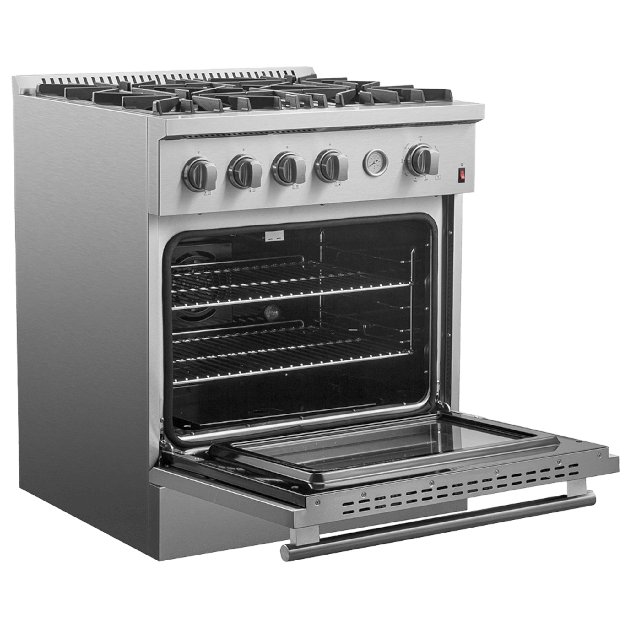 FORNO Marco 30-Inch Gas Range Stainless Steel, 4 Burners 37,000 BTU, 4.32 cu.ft. Convection Oven - Image 4