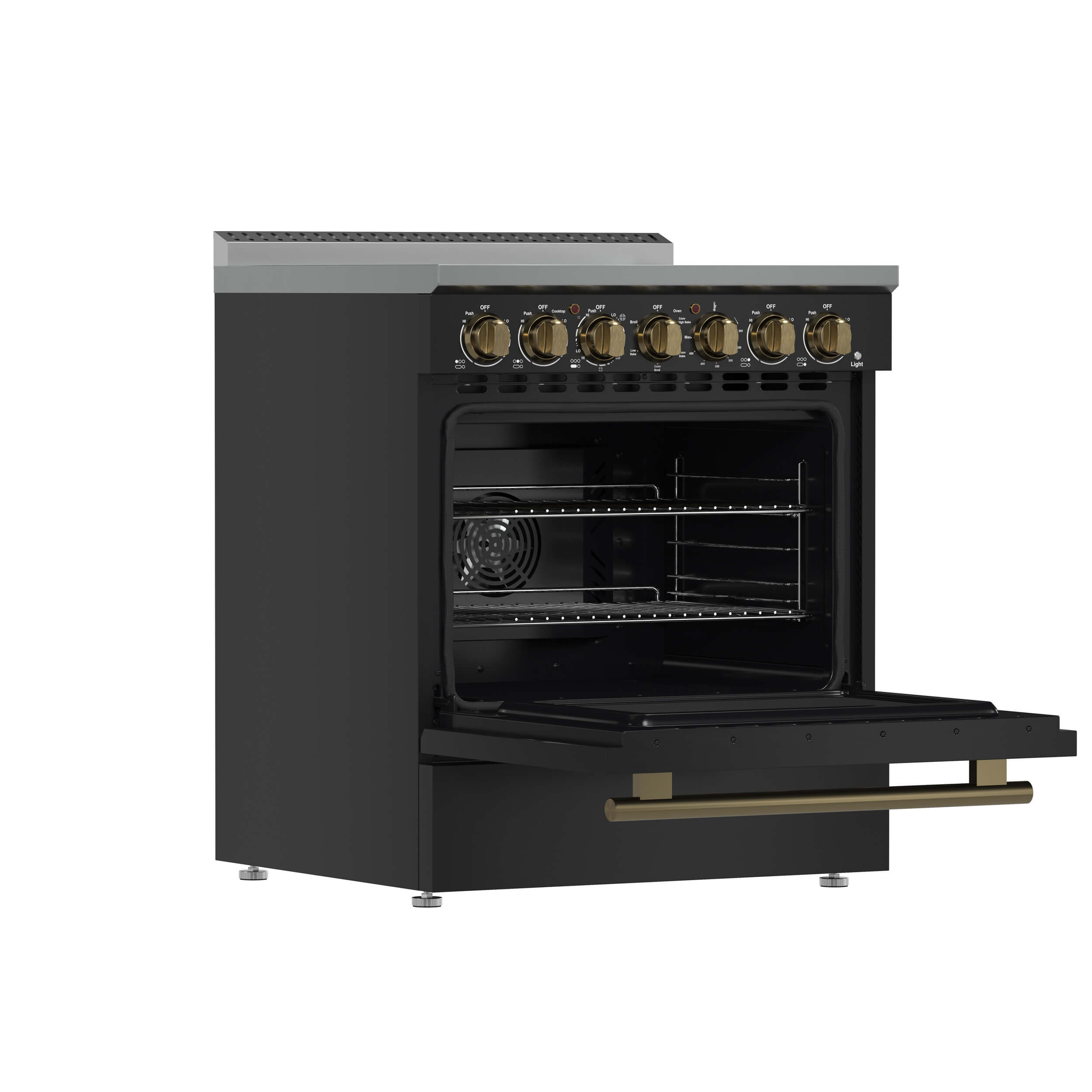 FORNO Paolo 30" Freestanding Electric Range in Black, 4.38 cu.ft. True Convection Oven - Image 3