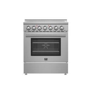 FORNO Paolo 30" Freestanding Electric Range in Stainless-Steel, 4.38 cu.ft. True Convection Oven