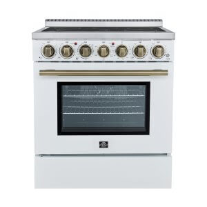 FORNO Paolo 30" Freestanding Electric Range in White, 4.38 cu.ft. True Convection Oven