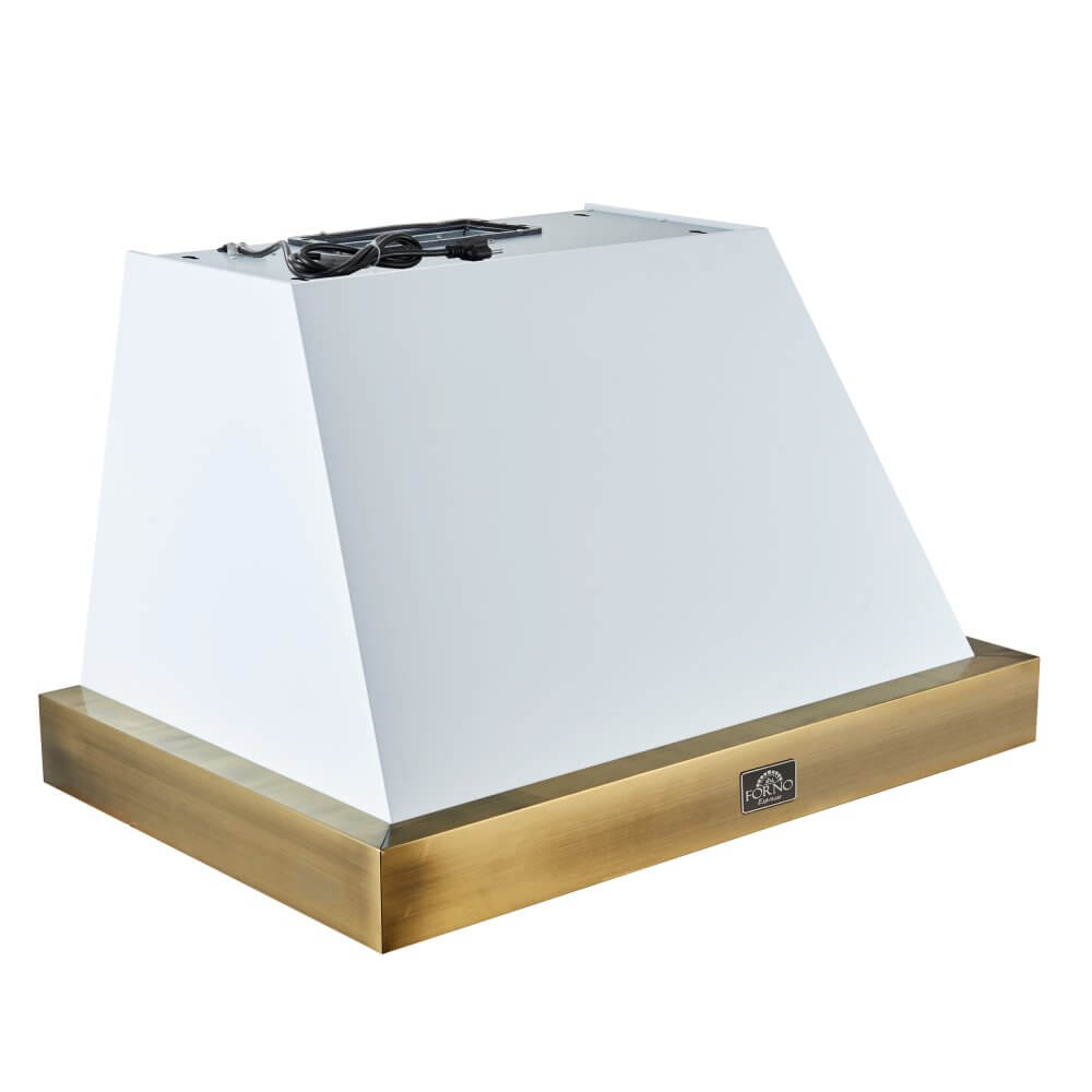 FORNO Vittorio 36" Wall Mount Range Hood in Black & Antique Brass Trim, 600 CFM with Baffle Filters & Remote Control - Image 4