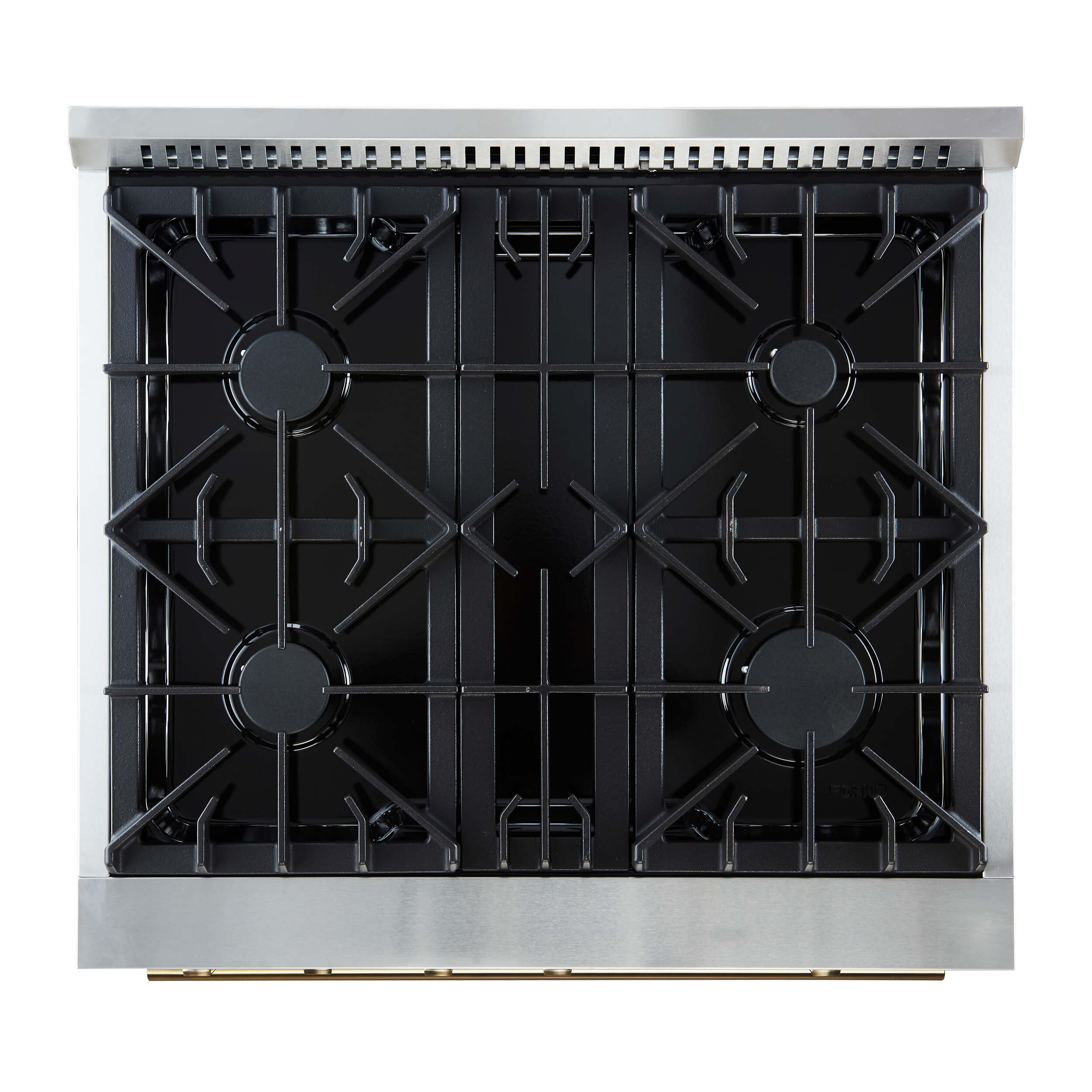 FORNO Marco 30-inch Gas Range Black & Antique Brass Design, 4 Burners 37,000 BTU, 4.32 cu.ft. Convection Oven with Built-In Temperature Gauge - Image 5
