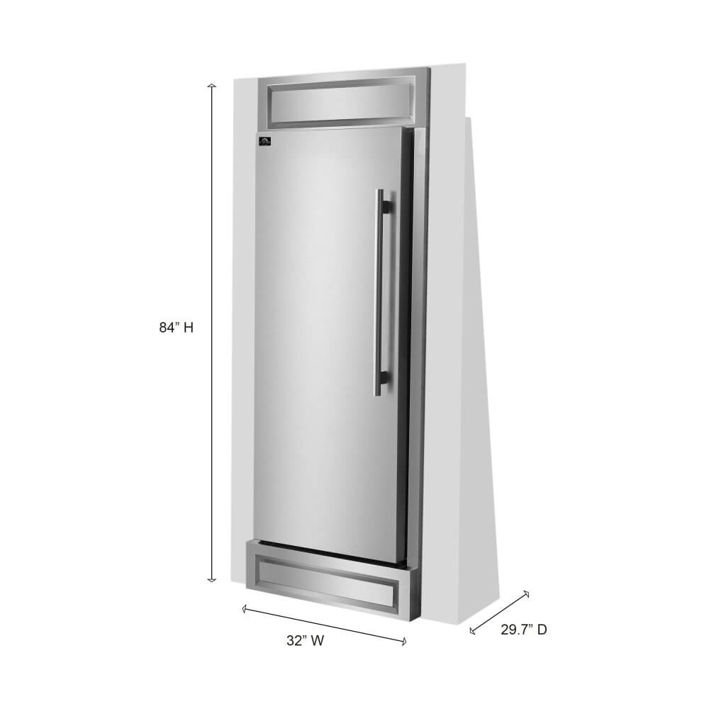 FORNO Maderno 32" Left Swing Convertible Refrigerator/Freezer Built-In with Decorative Grill Trim, 13.6 cu.ft. - Image 5