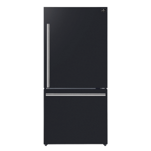 FORNO 31" Milano Espresso Bottom Freezer Right Swing Door Refrigerator in Black, 17.2 cu. ft. Additionnal Antique Brass Handles Included