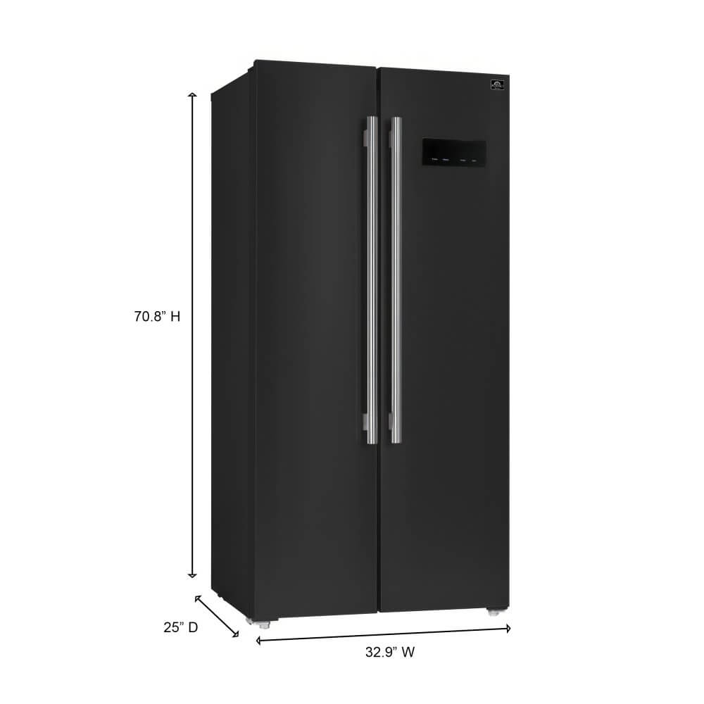 FORNO  Salerno Espresso 33-inch Side-by-Side 15.6 Cu.Ft. Black Refrigerator - Image 10