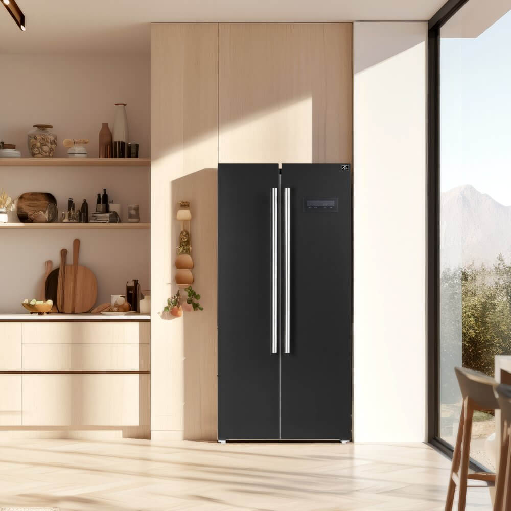 FORNO  Salerno Espresso 33-inch Side-by-Side 15.6 Cu.Ft. Black Refrigerator - Image 17