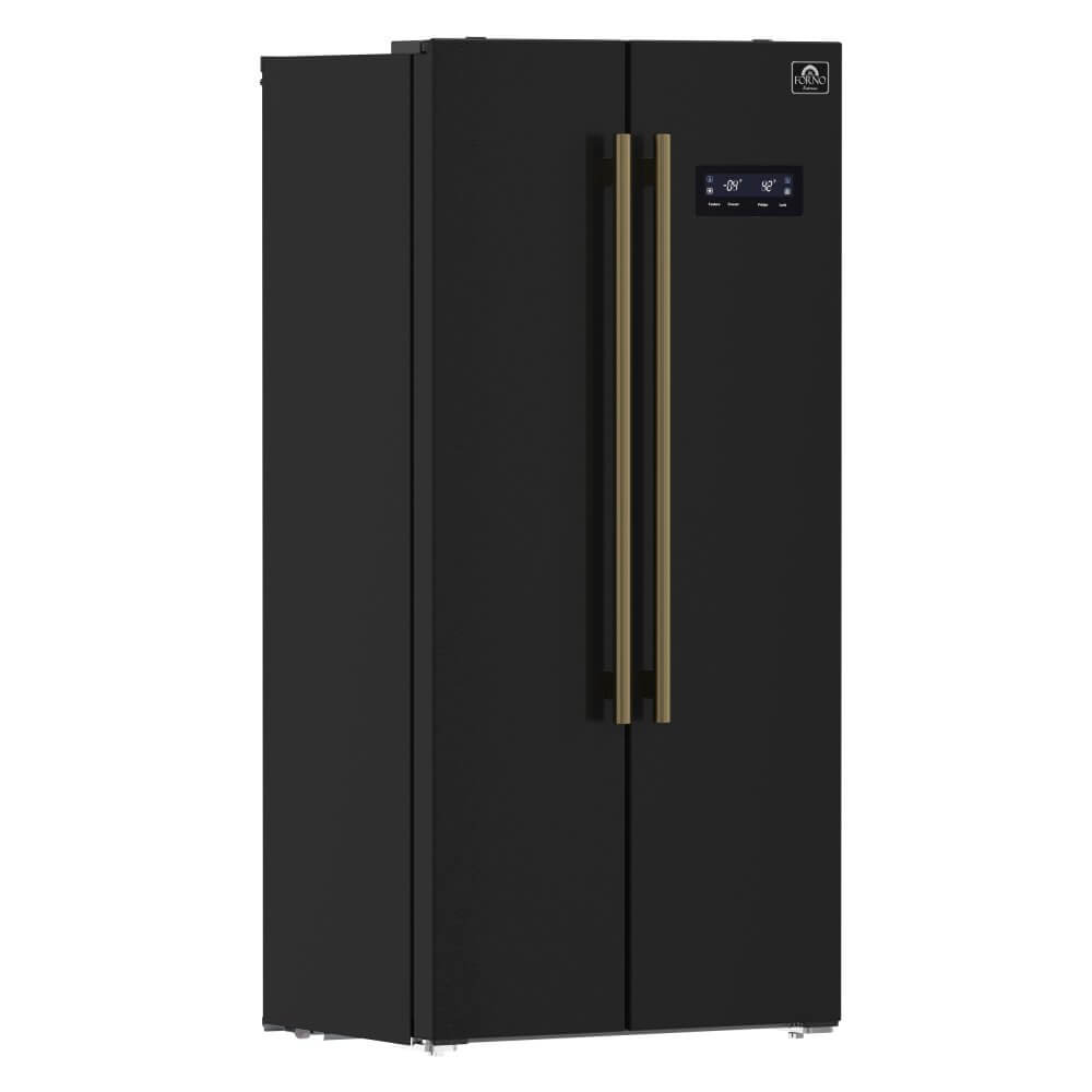 FORNO  Salerno Espresso 33-inch Side-by-Side 15.6 Cu.Ft. Black Refrigerator - Image 8