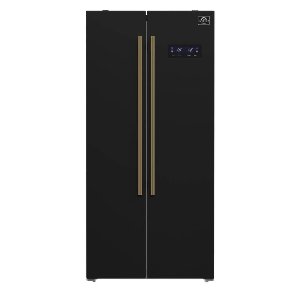 FORNO  Salerno Espresso 33-inch Side-by-Side 15.6 Cu.Ft. Black Refrigerator