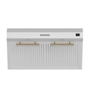FORNO Bari Espresso 30" Under Cabinet in White 400CFM Range Hood, with additional Brass Filter Handles