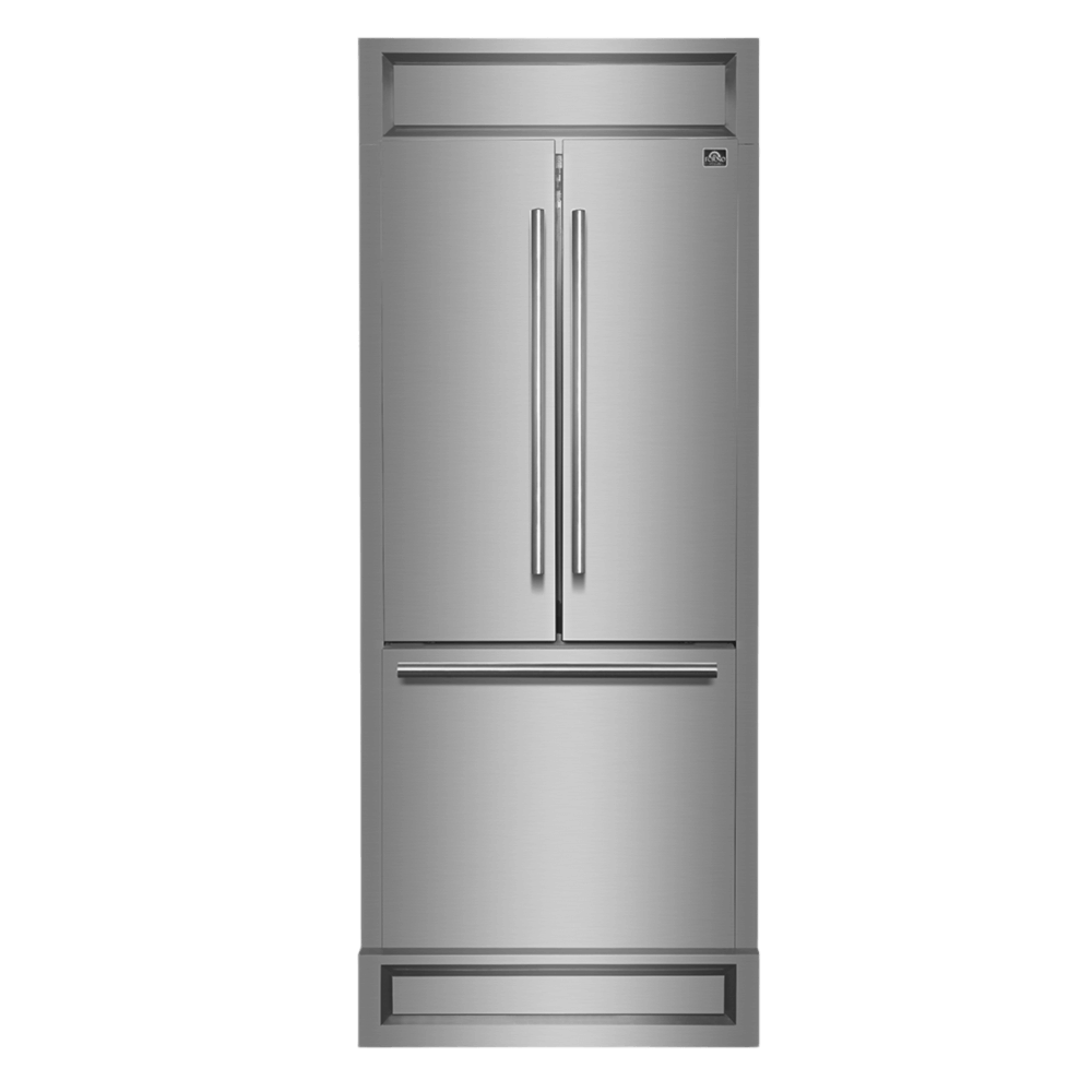 FORNO Gallipoli 30" French Door Refrigerator, 17.5 cu.ft. Capacity & Modern Decorative Grill - 34" Wide