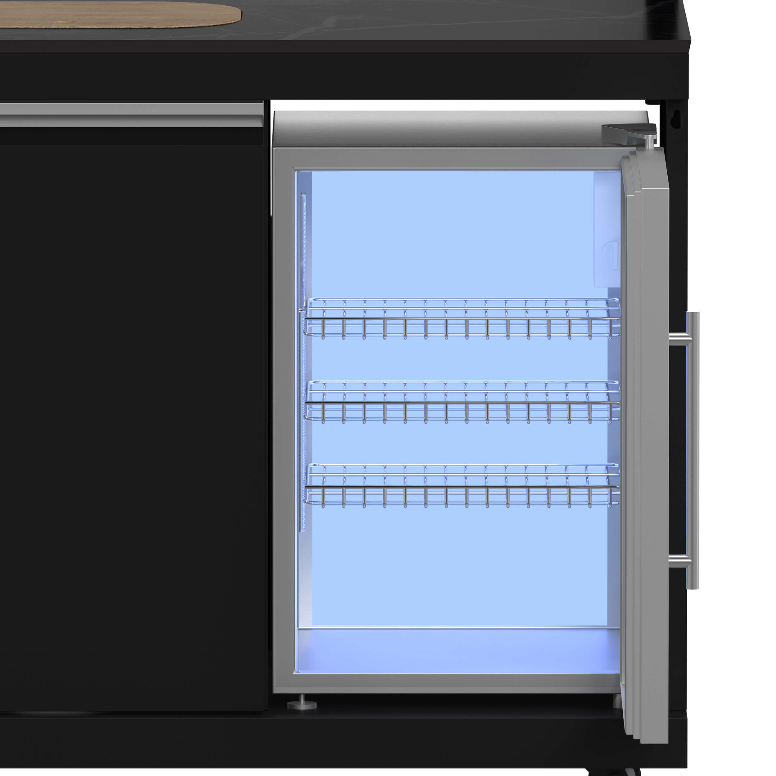 FORNO All'Aperto 87,600 BTU BBQ with 4 Stainless-Steel Burners with Infrared Burners & Side Burner, Sink Module with Black Sintered Stone Countertops, Gaz Pizza Oven, Bar & Beverage Center - Image 12