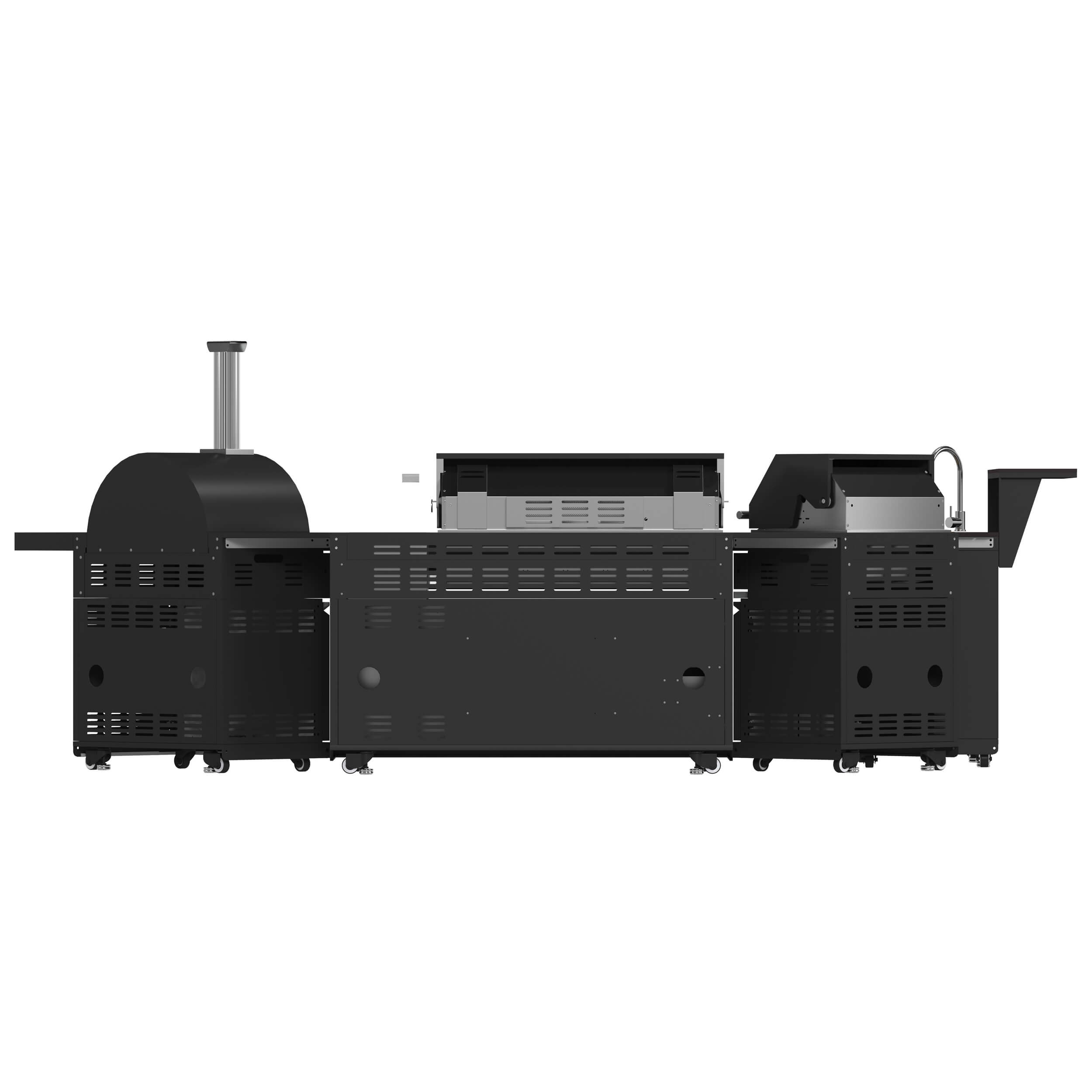 FORNO All'Aperto 99,600 BTU BBQ with 5 Stainless-Steel Burners with Infrared Burners & Side Burner, Sink Module with Black Sintered Stone Countertops, Plancha, Gas Pizza Oven, Bar & Beverage Center - Image 15