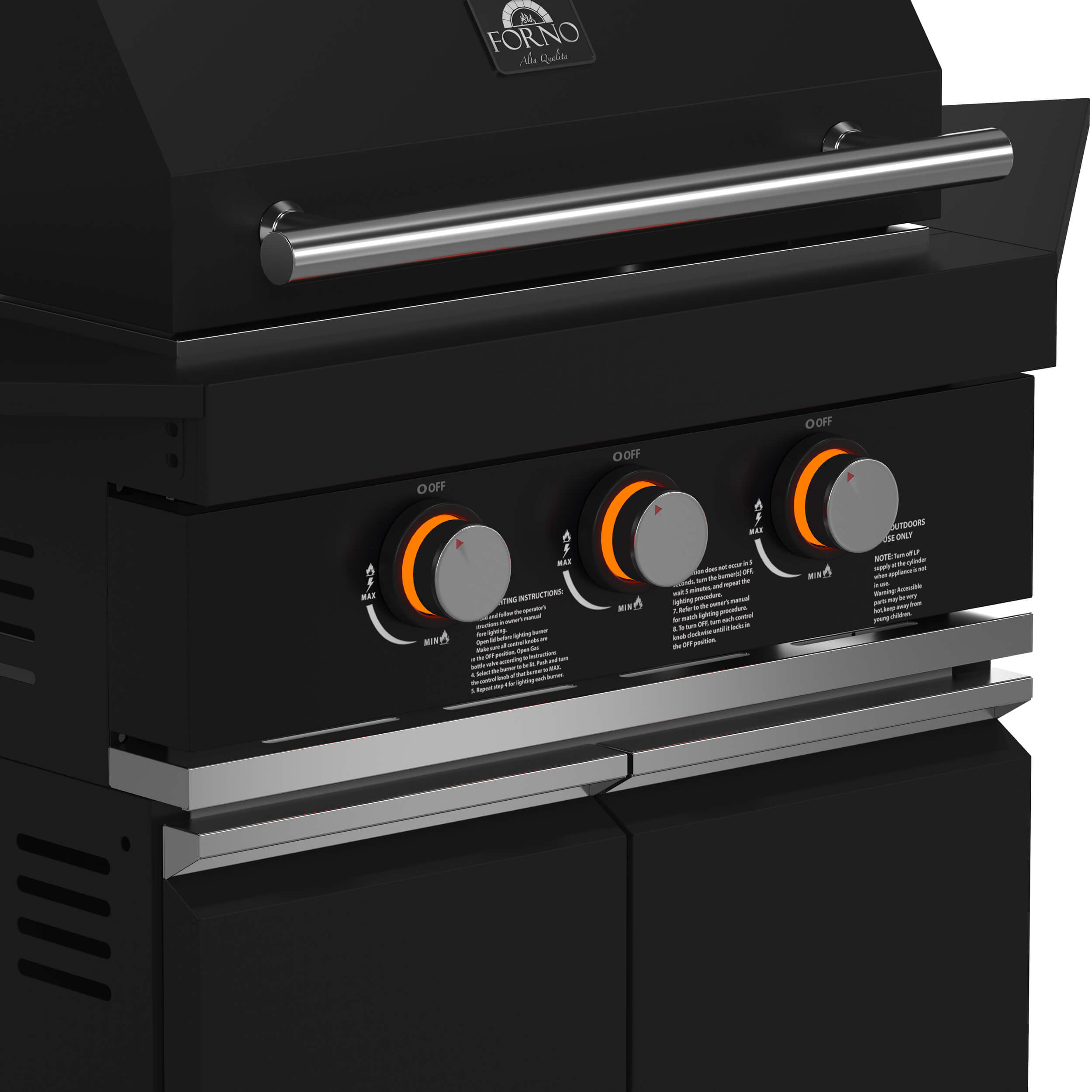 FORNO All'Aperto 99,600 BTU BBQ with 5 Stainless-Steel Burners with Infrared Burners & Side Burner, Sink Module with Black Sintered Stone Countertops, Plancha, Gas Pizza Oven, Bar & Beverage Center - Image 6