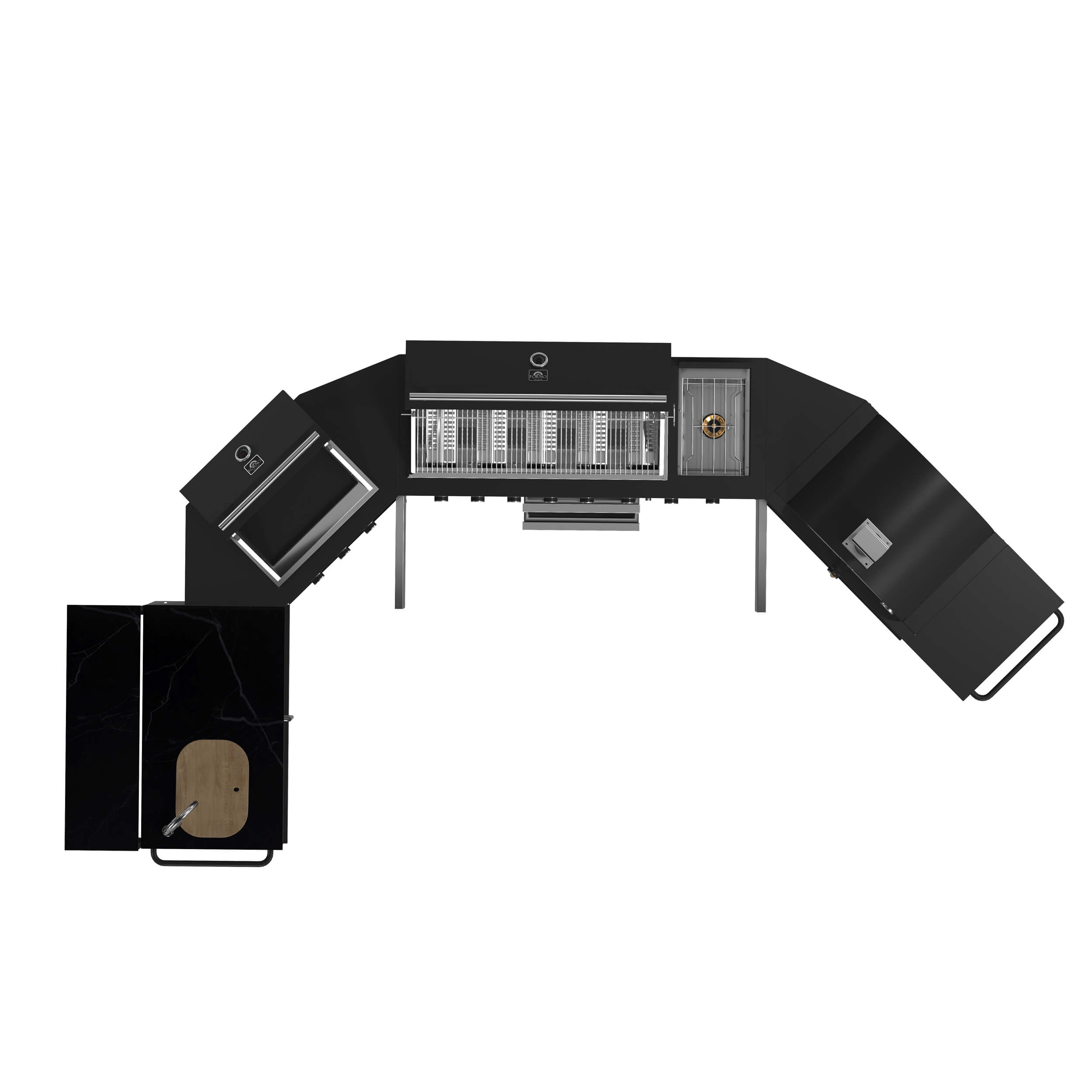 FORNO All'Aperto 99,600 BTU BBQ with 5 Stainless-Steel Burners with Infrared Burners & Side Burner, Sink Module with Black Sintered Stone Countertops, Plancha, Gas Pizza Oven, Bar & Beverage Center - Image 4