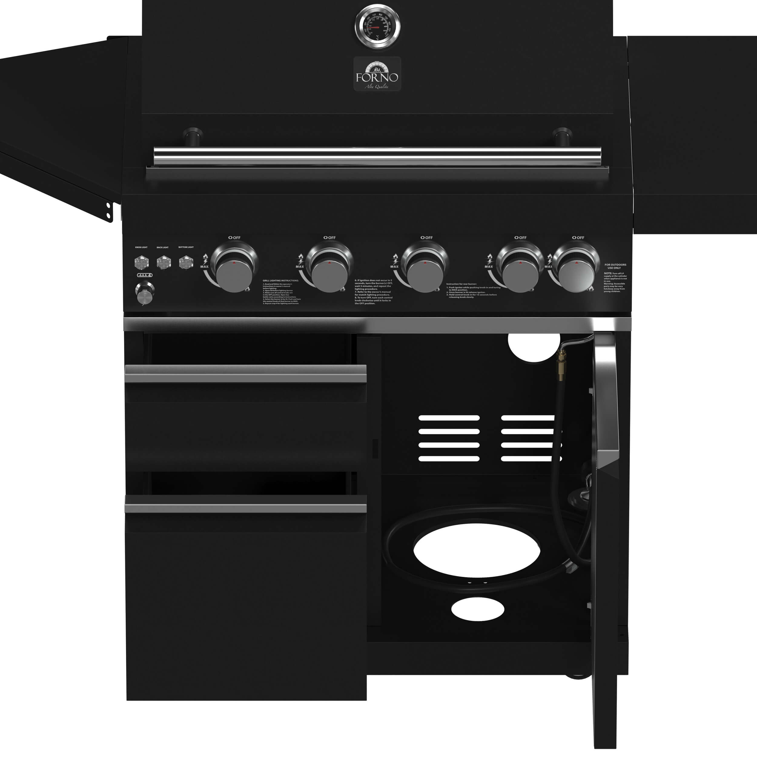 FORNO All'Aperto 62,600 BTU BBQ with 3 Stainless-Steel Burners & Infrared Burners & Sink Module with Black Sintered Stone Countertops, Bar & Beverage Center - Image 16