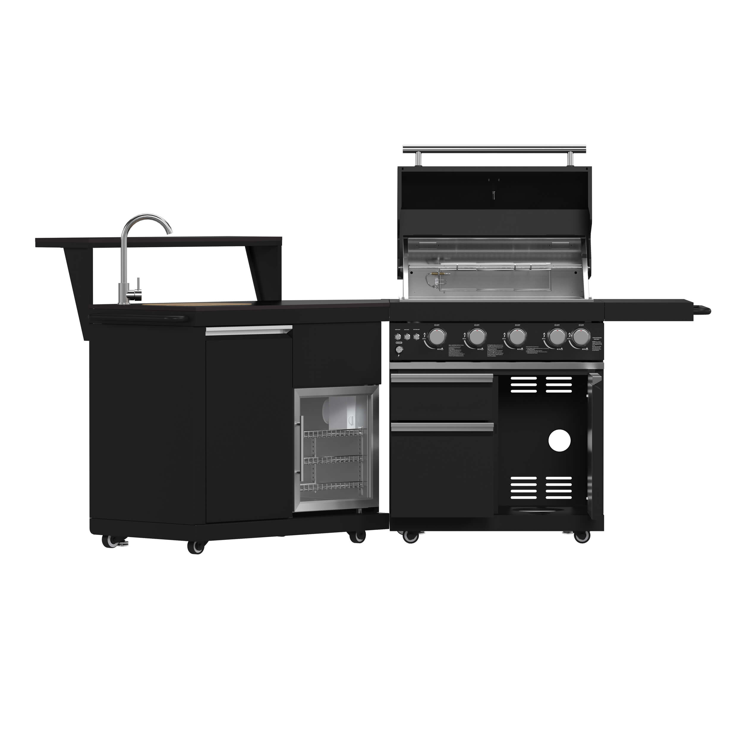 FORNO All'Aperto 62,600 BTU BBQ with 3 Stainless-Steel Burners & Infrared Burners & Sink Module with Black Sintered Stone Countertops, Bar & Beverage Center - Image 3