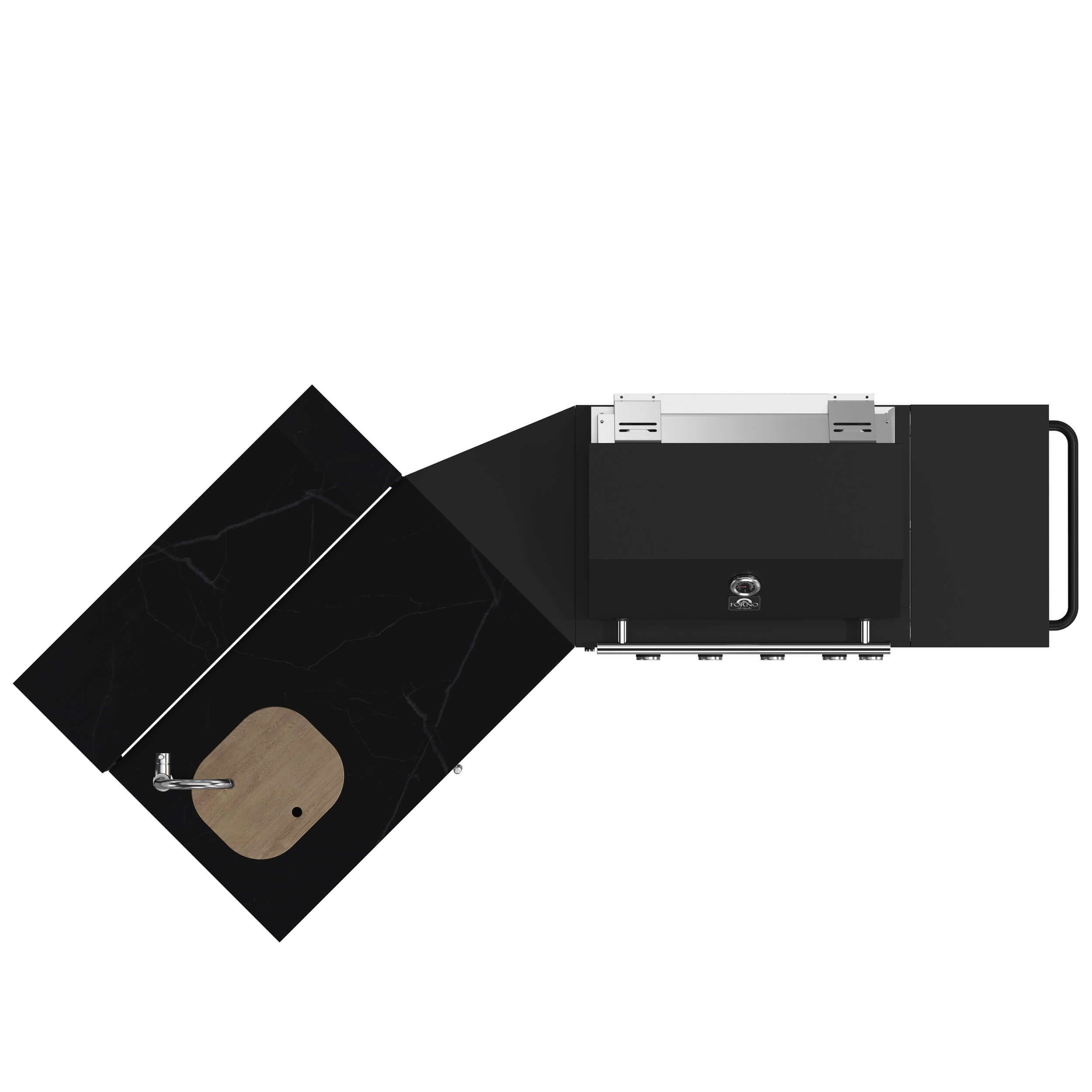 FORNO All'Aperto 62,600 BTU BBQ with 3 Stainless-Steel Burners & Infrared Burners & Sink Module with Black Sintered Stone Countertops, Bar & Beverage Center - Image 9