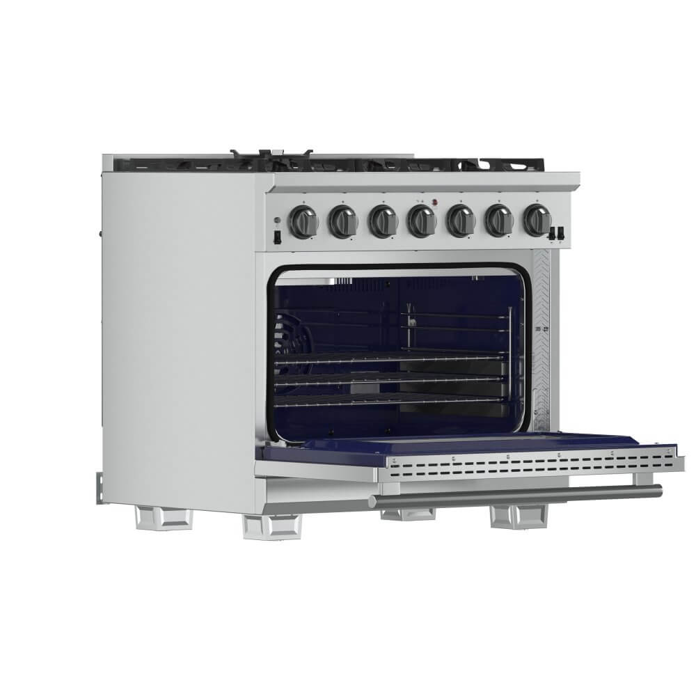FORNO Capriasca 36-inch Gas Range Stainless Steel, 6 Brass Burners 120,000 BTU, 5.36 cu.ft. Oven - Image 4