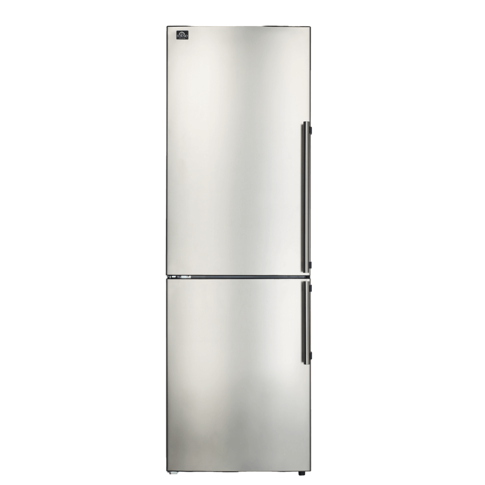 FORNO 24" Inch W. Bottom Mount Freestanding Refrigerator and Freezer with 11.1 Cubic Ft. Total Capacity (Left Side)