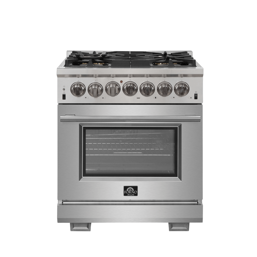 FORNO  Capriasca 30-inch Dual Fuel Range Stainless Steel, 5 Burners, 4.32 cu.ft. True Convection Oven