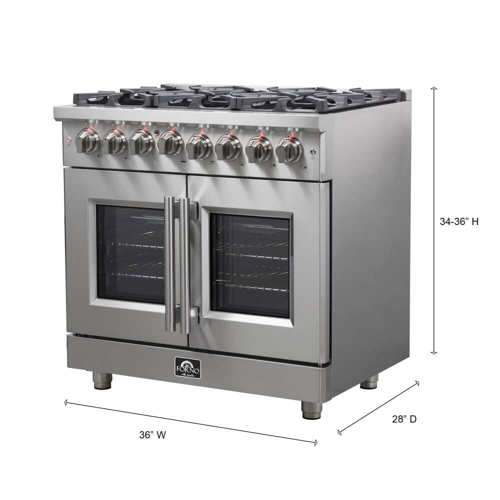 FORNO Massimo 36" Freestanding French Door Dual Fuel Range - Image 7