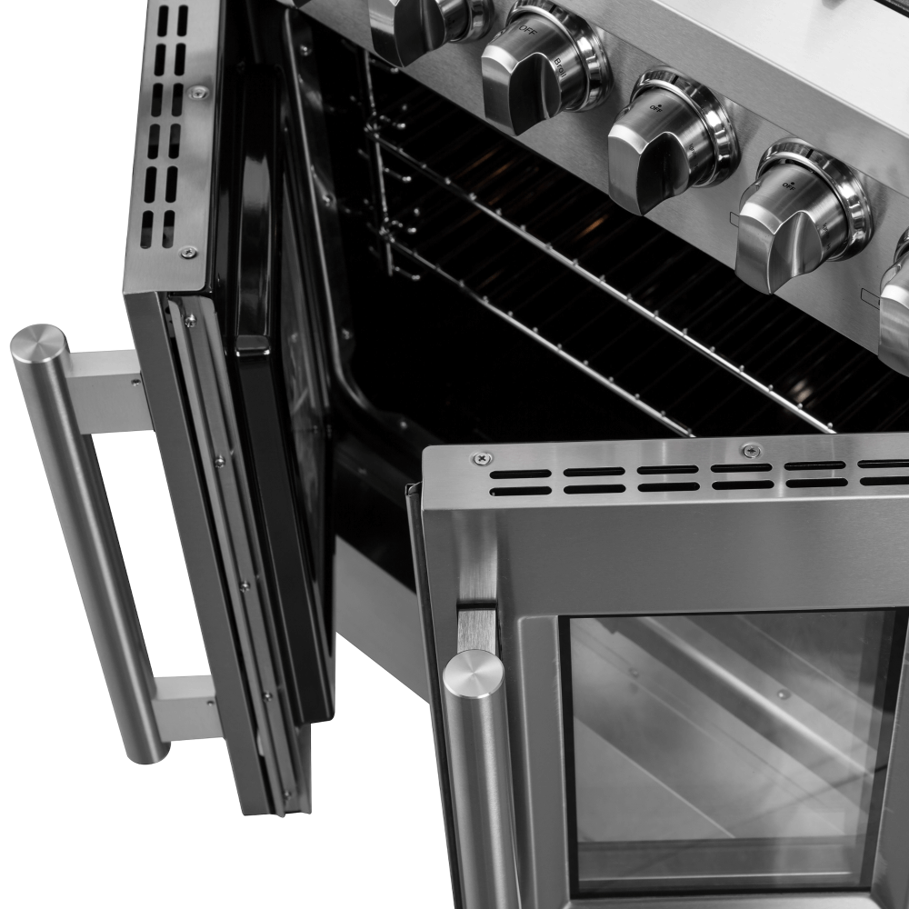 FORNO Galiano 30-inch French Door Dual Fuel Range All Stainless Steel with 5 Sealed Burners, 4.32 cu.ft. - Image 6