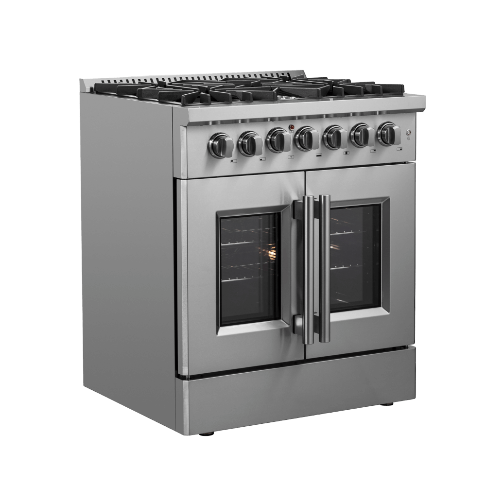 FORNO Galiano 30-inch French Door Dual Fuel Range All Stainless Steel with 5 Sealed Burners, 4.32 cu.ft. - Image 3
