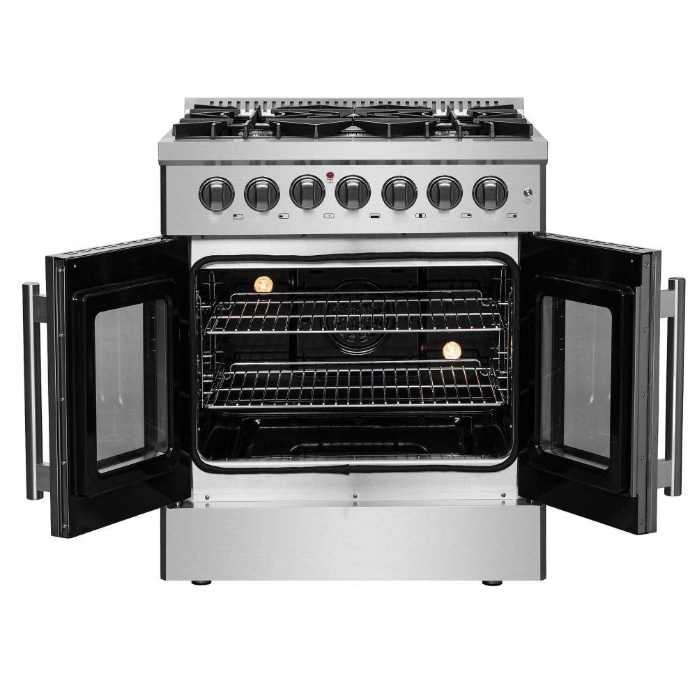 FORNO Galiano 30-inch French Door Dual Fuel Range All Stainless Steel with 5 Sealed Burners, 4.32 cu.ft. - Image 2