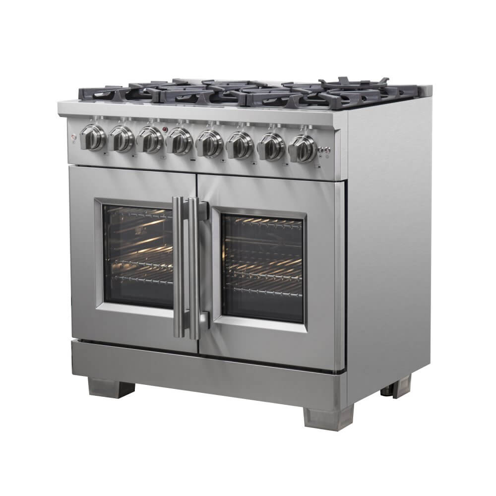 FORNO Capriasca 36" Freestanding French Door Dual Fuel Range - Image 7