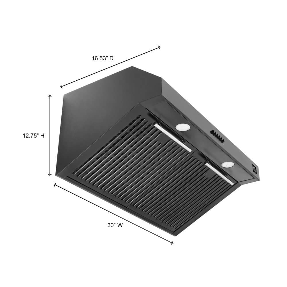 FORNO Bari Espresso 30" Under Cabinet in Black Range Hood, with additional Brass Filter Handles - Image 12