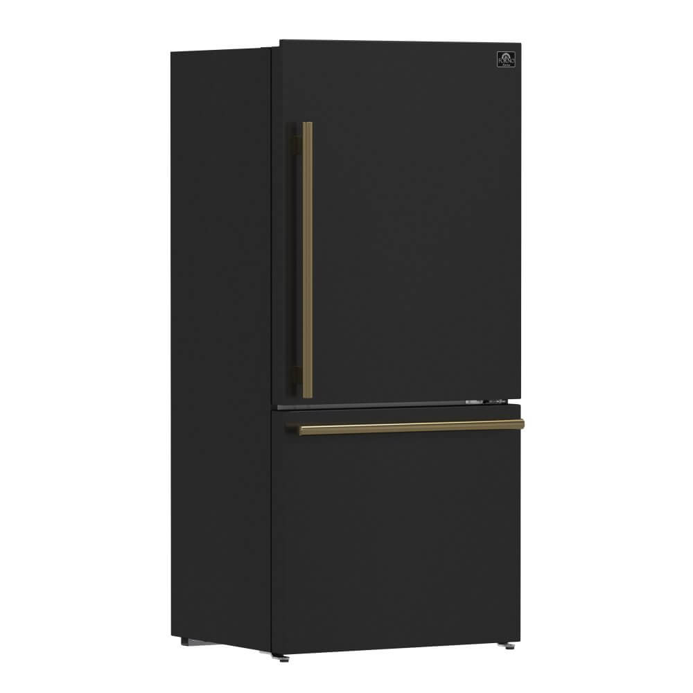FORNO 31" Milano Espresso Bottom Freezer Right Swing Door Refrigerator in Black, 17.2 cu. ft. Additionnal Antique Brass Handles Included - Image 13