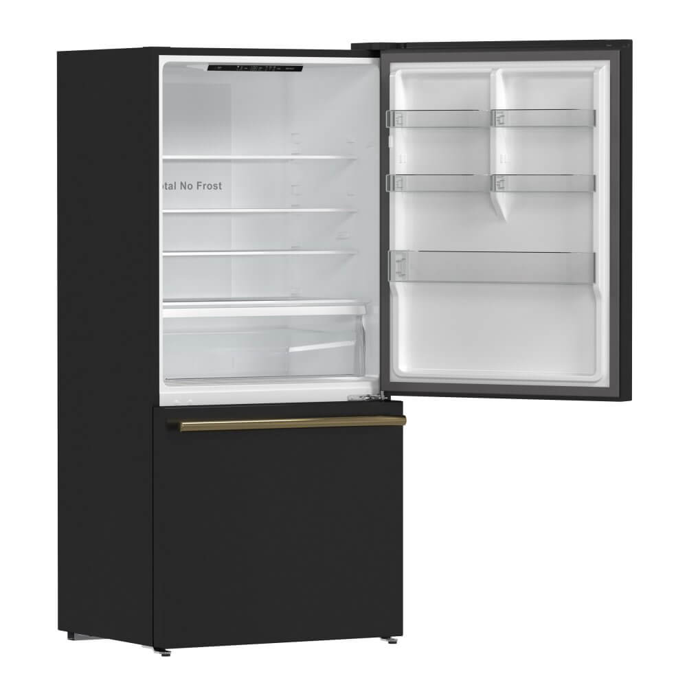 FORNO 31" Milano Espresso Bottom Freezer Right Swing Door Refrigerator in Black, 17.2 cu. ft. Additionnal Antique Brass Handles Included - Image 8