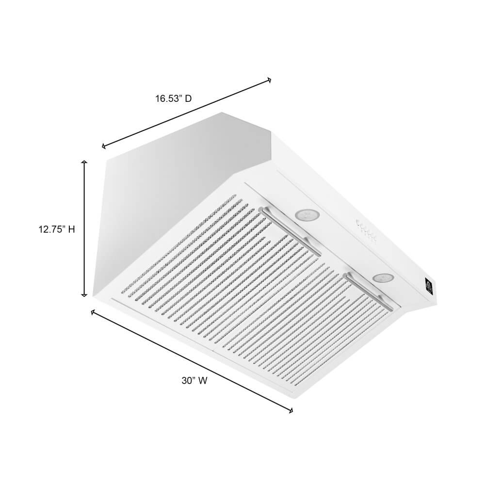 FORNO Bari Espresso 30" Under Cabinet in White 400CFM Range Hood, with additional Brass Filter Handles - Image 8