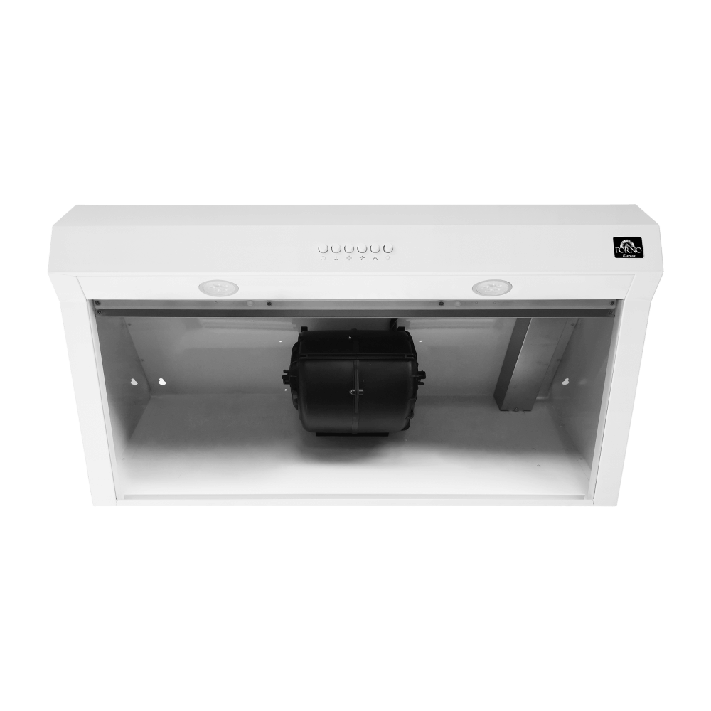 FORNO Bari Espresso 30" Under Cabinet in White 400CFM Range Hood, with additional Brass Filter Handles - Image 14