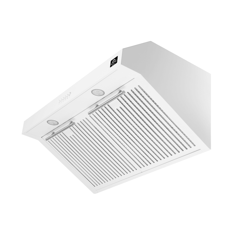 FORNO Bari Espresso 30" Under Cabinet in White 400CFM Range Hood, with additional Brass Filter Handles - Image 10
