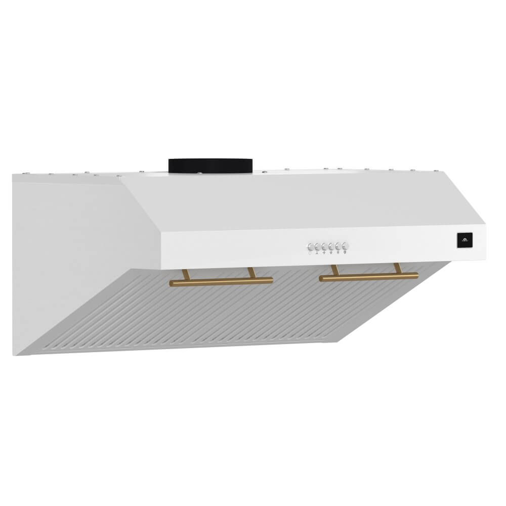 FORNO Bari Espresso 30" Under Cabinet in White 400CFM Range Hood, with additional Brass Filter Handles - Image 3