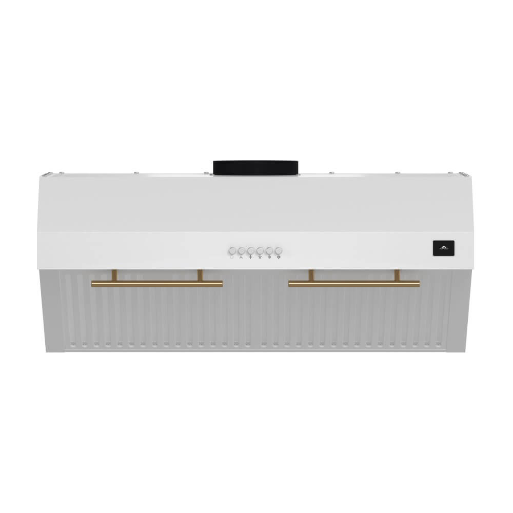FORNO Bari Espresso 30" Under Cabinet in White 400CFM Range Hood, with additional Brass Filter Handles - Image 2