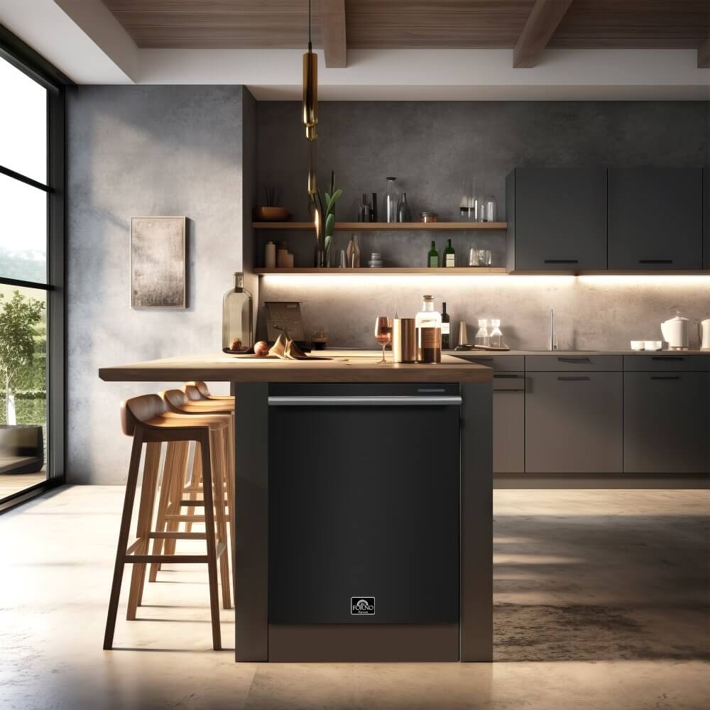 FORNO 24” Pozzo Dishwasher Black With additional Antique Brass handles - Image 6