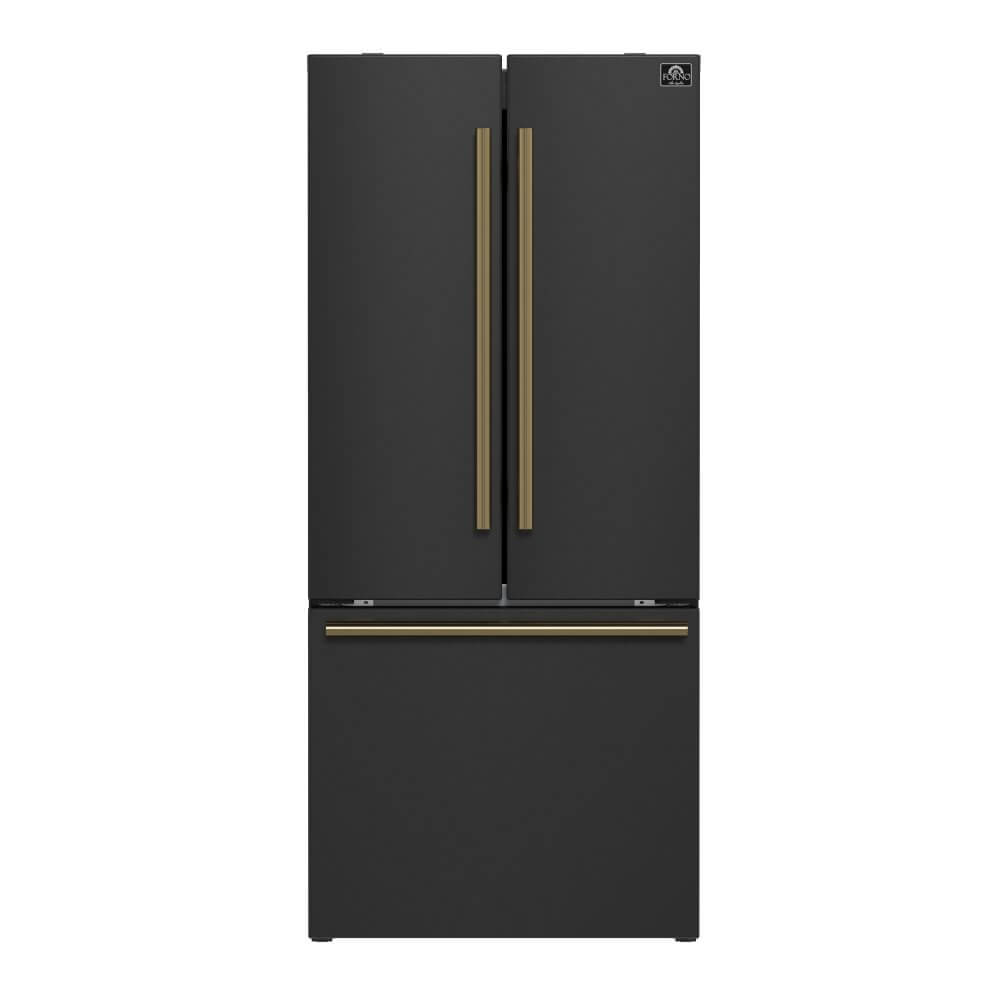 FORNO - Espresso Gallipoli 30-inch French Door Black Refrigerator, 17.5 cu. ft. Capacity with Ice Maker