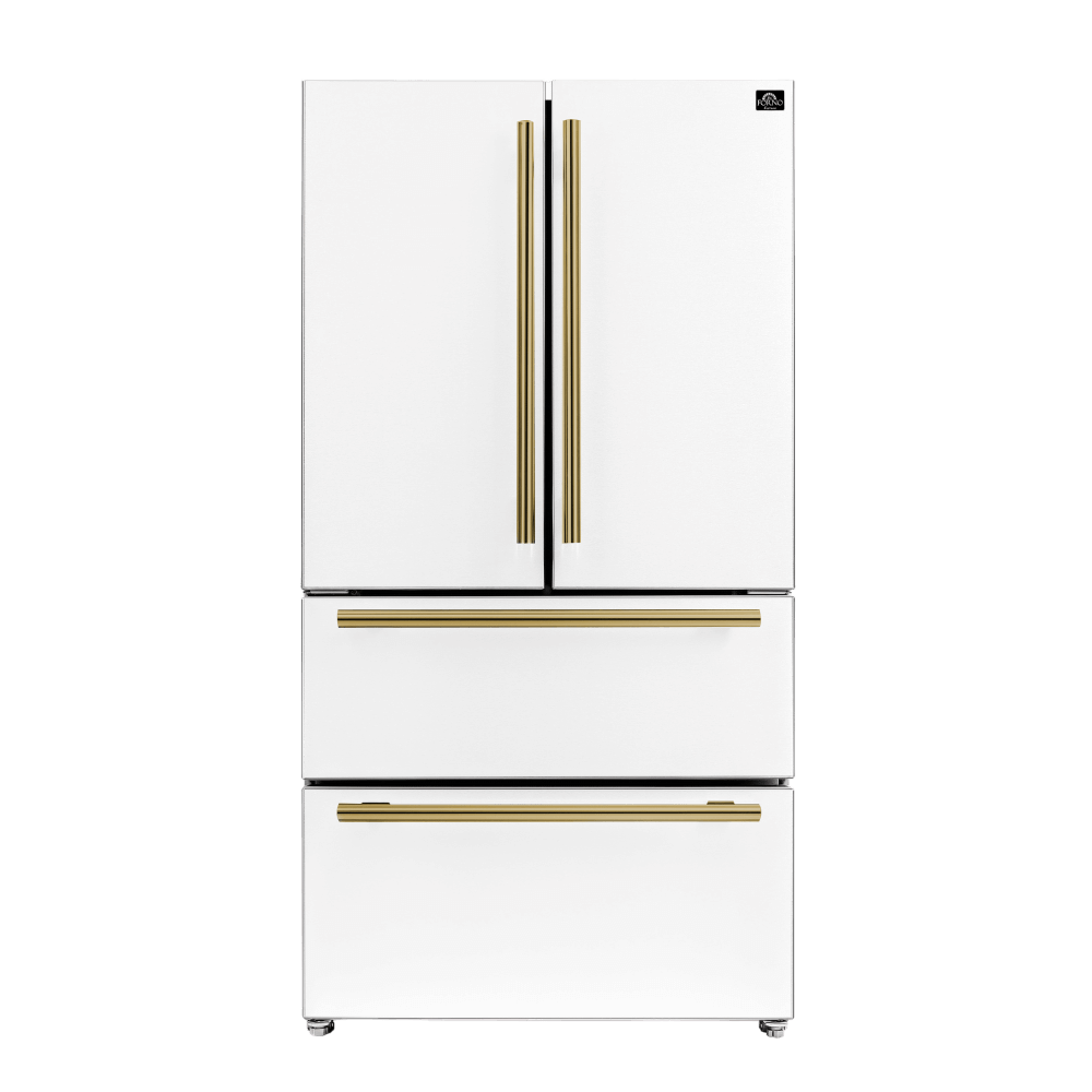 FORNO Espresso Moena 36-inch French Door Refrigerator in White, 19.2 Cu.ft