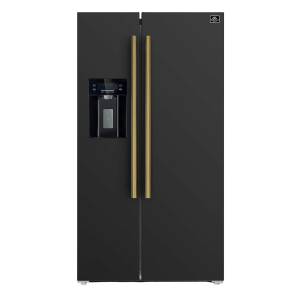 FORNO Espresso Salerno 36-inch Side-by-Side 20 cu.ft Refrigerator in Black with Ice & Water Dispenser
