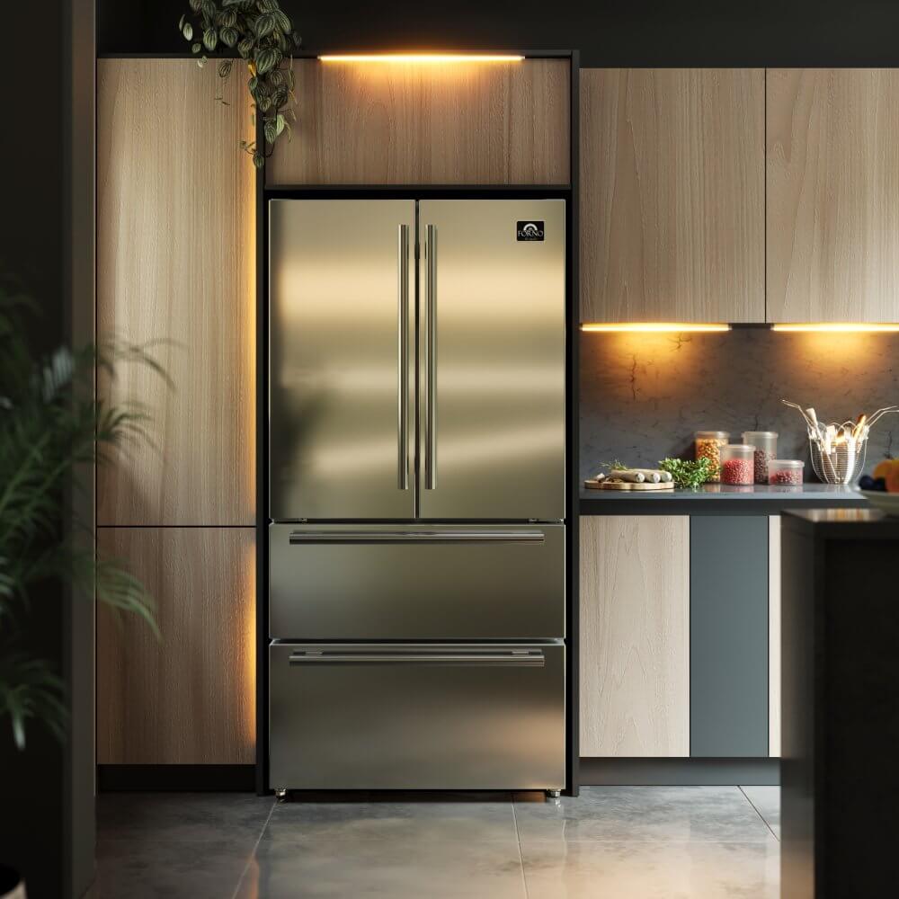 FORNO Alta Moena 36" French Door 19.2 Cu.Ft. Stainless Steel Refrigerator - Image 6
