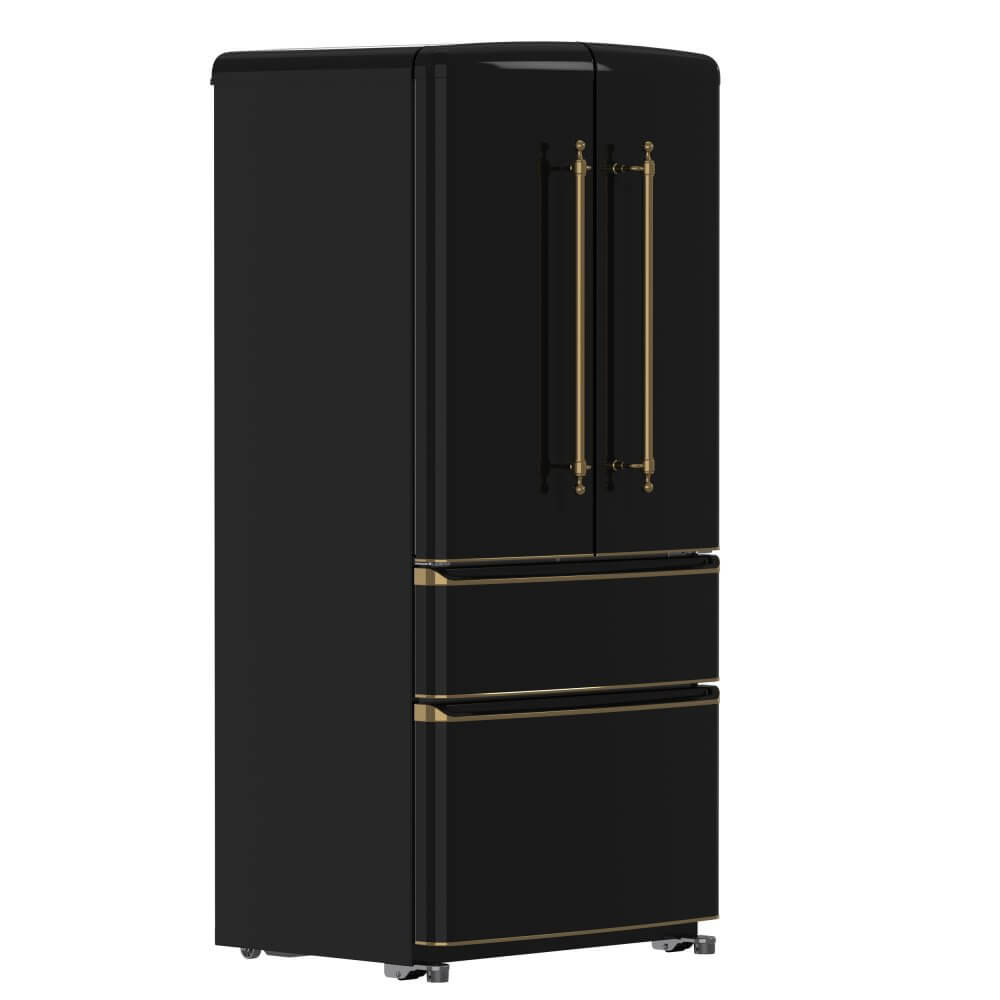 FORNO Luigi 18 cu.ft. French Door Refrigerator Black, Antique Brass Handles - Image 10
