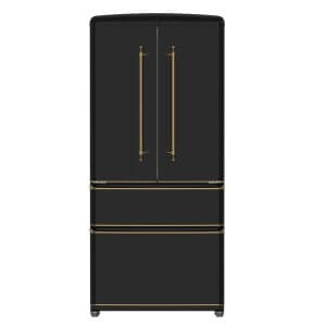 FORNO Luigi 18 cu.ft. French Door Refrigerator Black, Antique Brass Handles
