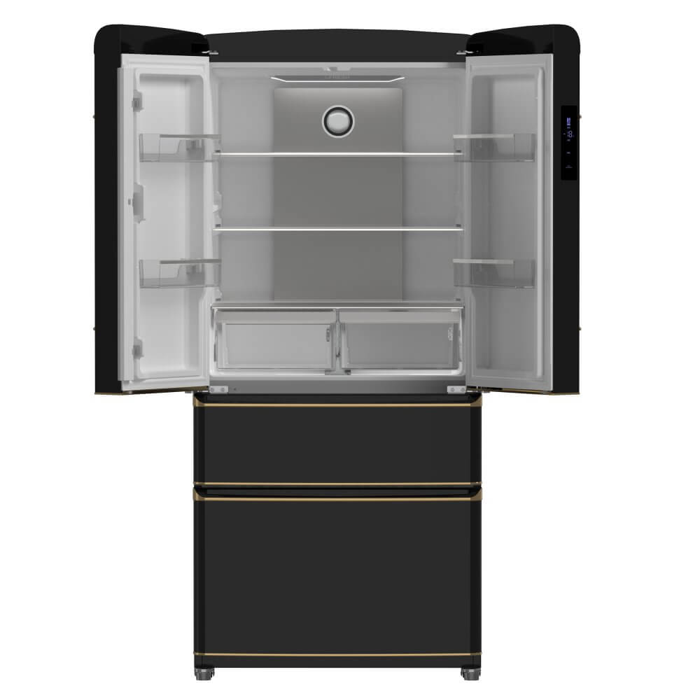 FORNO Luigi 18 cu.ft. French Door Refrigerator Black, Antique Brass Handles - Image 4