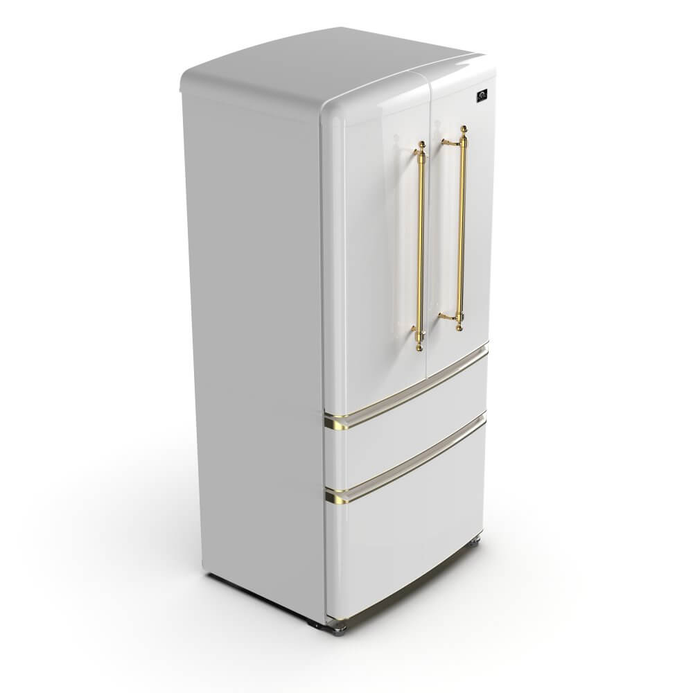 FORNO Luigi 18 cu.ft. French Door Refrigerator White, Antique Brass Handles - Image 2